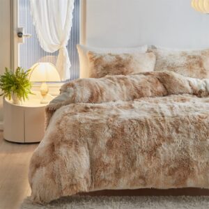 Wajade Mikrofaser Plüsch Bettwäsche Set, flauschig & warm für Doppelbett, Batik-Muster, zottelig_touch