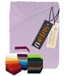 Npluseins klassisches Jersey Spannbetttuch - Flieder 159.192 - 120 x 200 cm - 100% Baumwolle OEKO-TEX STANDARD 100 Nplu