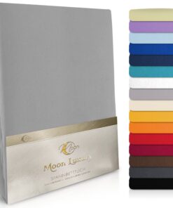 MOON-Luxury Spannbettlaken Jersey Stretch für Wasserbetten, Boxspringbetten und herkömmliche Matratzen (230g/m², Graphit