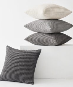 4er Set Kordsamt Kissenbezug für Sofa und Schlafzimmer, Dunkelgrau Serie, 40x40 cm