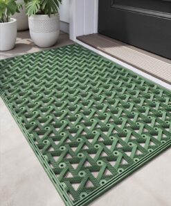 DEXI Rutschfeste Fußmatte für den Außeneingang, 61 x 91 cm, wasserdicht und grün.