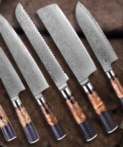 Muxel Extrem Scharfe Damast Küchenmesser Set | So Individuell wie Deine Rezepte | 7-TLG Stahl VG10 Küchenmesser