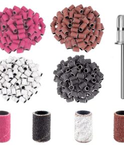 XIATIAN 221 Stück 80/120/180/240 Grit Schleifhülsen für Nageldesign und Nagelkunst, professionelle Schleifkappen Nagelfr