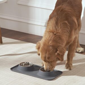 Penguin Home 4er-Pack Edelstahl-Haustier-Grau für Hunde und Katzen – Auslaufsicher, rutschfest und wasserdicht – 425-ml-