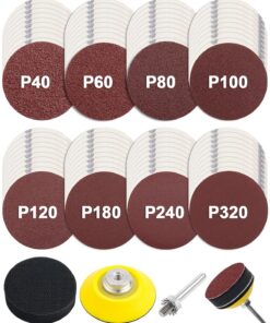 JatilEr 80 Stück Schleifpapier 50mm Klett für Exzenterschleifer - Auto, Metall, Holz - P40 P60 P80 P100 P120 P180 P240 P