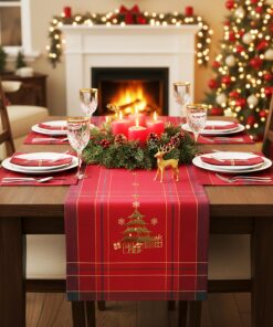 KAMACA Tischläufer 40x90 cm filigrane Stickerei Küche Esstisch Dekoration Eyecatcher für Winter und Weihnachten mit Weih