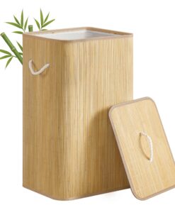 SONGMICS Wäschekorb mit Deckel LCB077YZ01, faltbar und naturfarben, für große Familien, ideal für das Sortieren von Wäsc
