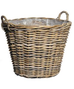 Rattan Pflanzkorb natur mit Henkeln - Garten Deko Flechtkorb - für Garten und Terrasse - robust und minimalistisch - 42