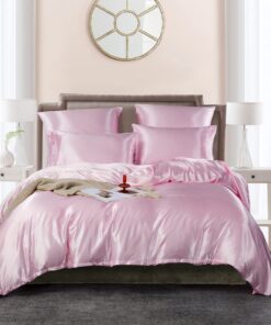 Luofanfei Rosa Bettwäsche Satin Seideluxus Glanzsatin Pink Hellrosa 135x200 2er Set Einfarbig OEKO-TEX_standard_100 Einz