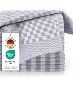 Blumtal Oeko-TEX zertifizierte Geschirrtücher - extrem saugstark - waschbar bis 95 °C - Grau-Weiß Karo OEKO-TEX STANDARD