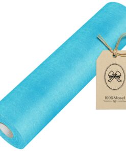 100% Mosel Vlies Tischläufer - dekoratives Tischband für Geburtstage & Hochzeiten - Bunte Dekoration in Aqua-Blau (30 cm