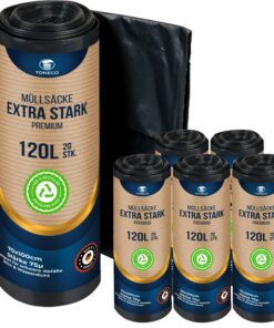 TONECO Profi Müllsäcke 120L Extra Stark - Recycling - (100 Stück) XXL Müllsäcke für Haus und Garten - Qualität und Dauer