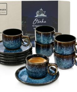 SÄNGER Osaka Espresso- und Kaffeeritzen Set Steingut 12 Teilig - spülmaschinen- und mikrowellenfest -(VALUE COLLECTION)