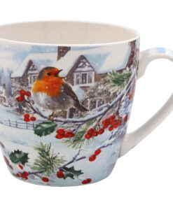 Die Leonardo Collection Christmas Robins Frühstückstasse für wiederverwertbare Porzellanteebecher im Küchenbereich und z