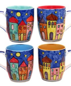Gall&Zick Handbemalte Kaffeetassen mit Stadtmotiv - 350ml Keramik 4er-Set