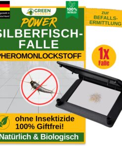 GREEN GUARDIA Umweltfreundliche Silberfischfall mit Pheromon-Lockstoff - Chemiefreie Fallen für Silberfische - für Umwel