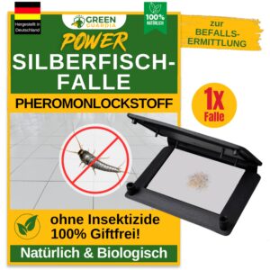 GREEN GUARDIA Silberfischfalle Chemiefreie-Pheromon-Lockstoff - umweltfreundlich - Garten und Park - giftfrei und geruch