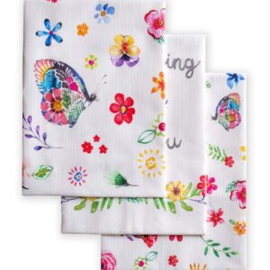 Maison d'Hermine Happy Florals 2 Sweety 100% Baumwolle Küchenhandtuch Set | weiche, absorbierende Geschirrtücher | Frühl