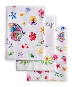 Maison d'Hermine Happy Florals 2 Sweety 100% Baumwolle Küchenhandtuch Set | weiche, absorbierende Geschirrtücher | Frühl