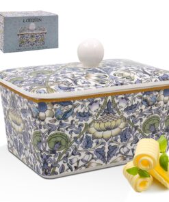 The Leonardo Collection Lodden Butterdose von William Morris | Dekorativer Porzellanhäckselbehälter mit Deckel für Kunst
