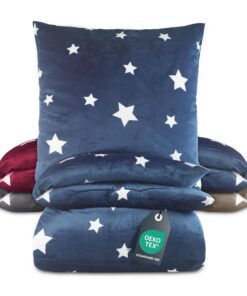 BaSaTex Winter Plüsch Bettwäsche Sternen Nicky-Teddy Cashmere-Touch Größe 135x200 Farbe Blau