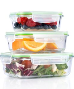 Alpina Frischhaltendosen mit GlasDeckel - 3-Tage Meal Prep Boxen - Mikrowellensicher, Gefrierschrank-, Ofen- und Spülmas