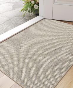 DEXI Schmutzfangmatte Innen 61 x 92 cm, rutschfest und absorbierend, waschbar Fußmatte für Haustür & Flur, Beige OEKO-TE