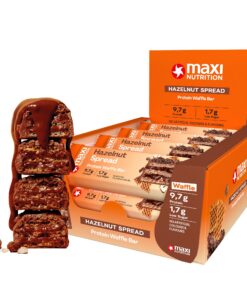 MaxiNutrition Hazelnut Spread Protein Waffel, 25% Eiweiß, 202 kcal, (12 Waffel-Riegel x 39g), Ohne Zuckerzusatz MaxiNu