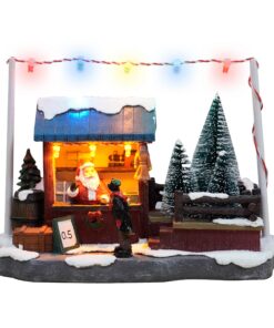Spetebo LED Weihnachtsszene Verkaufsstand - bunt beleuchtet - für Weihnachtsdorf Deko 19 x 14 cm
