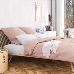 Wolkenfeld Mako-Satin Bettwäsche - Traumhaft weiche Baumwolle - Rosa - 1x Bettbezug 220x240 cm + 2X Kissenbezug 80x80 cm