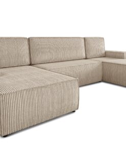 Sofnet Wohnlandschaft mit Schlaffunktion Totti - U-Form Couch, Schlafsofa mit Bettkasten (Beige (Poso 100)) Sofnet Woh