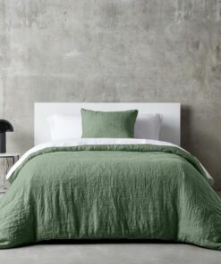 Dreamzie Bettwäsche 135x200 Baumwolle, Grün, OEKO-TEX STANDARD 100, für Famillenraum und Gästezimmer, Stone Wash Effect,