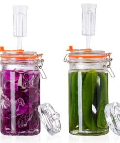 1L Fermentierglas Set (2er-Pack) mit Gäraufsatz & Gewicht – Für Sauerkraut, Kimchi, Kombucha