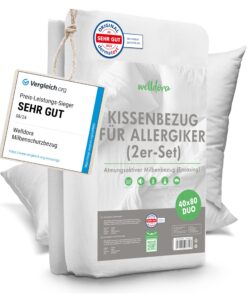 Welldora 2er-Set Milbenbezug Kissen 40x80 ǀ Allergiker fachärztlich getesteter Kissenbezug ǀ Premium Encasing gegen Milb