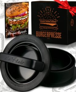 Le Flair® XXL Burgerpresse-Set 4in1 für Grillliebhaber bei der Grillparty | GROßES Modell mit E-Book | ideales Grillzube
