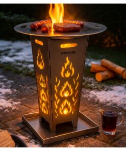 FireDesire Feuerkorb 80cm mit Grillplatte & Ascheschale für Garten & Terrasse