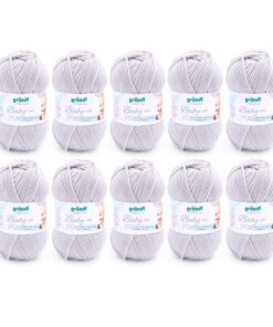 Gründl Wolle Baby uni - weich und hautfreundlich - für Babygarn - Nadelstärke 3,5-4,5 - 10 Knäuel 50 g / 150 m - hellgra