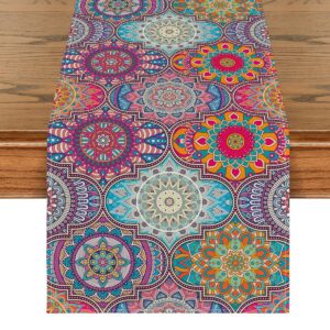 Boho Vintage Geometrie Mandala Tischläufer für Küche und Esstisch, Hochzeitsdekoration, Party - 40x180 cm - OEKO-TEX STA
