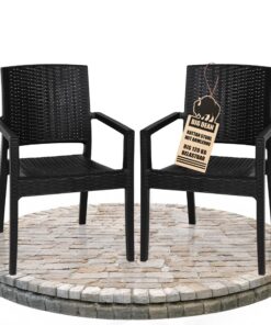BigDean 2er Set Gartenstuhl mit Armlehne und Stapelbarkeit Outdoor