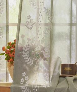 TOPICK Modern Vorhänge Wohnzimmer mit Ösen, H175xB140 cm, lichtdurchlässig, OEKO-TEX, Grüner Schalsets 2er | living room
