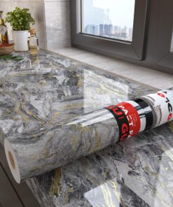 Decotalk Marmor Folie Grau Mit Gold Wellenform Selbstklebend Für Küchenrückwand Größen 40X1000cm Wasserdichte Arbeitspla