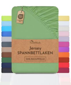 NatureMark Jersey Spannbettlaken 100% Baumwolle 90x200 cm Jade - ÖKOTEX STANDARD 100 Markenqualität
