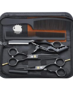 Purple Dragon Haarschere Profi Set für Barbier und Friseure - Perfekt für Damen und Herren (Schwarz)