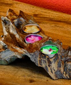 Kinaree Teak Kerzenständer - Dekoration für Zuhause - 3-Lichter Set Naturform