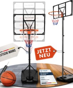 VALENESS® Basketballkorb Outdoor - Höhenverstellbar - Wetterfester Ständer für Kinder und Erwachsene