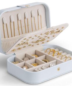Vlando Reise-Schmuck-Organizer, Ohrringhalter für Frauen, Blau