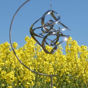 POMMERNTRAUM ® Edelstahlwindspiel + Kristall - ROSTFREI für Garten Deko (30 cm) POMMERNTRAUM ® Edelstahl Winddancer Do