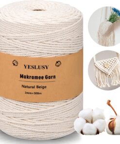 Premium Makramee Garn für DIY Handwerk - Natur, Baumwollgarn 3mm x 300m - Einfach, umweltfreundlich & langlebig Premiu