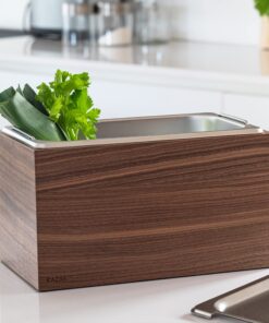 KAZAI Holma Bio-Mülleimer 4,5L Walnuss Echtholz-Veneer Spülmaschinenfest Küche Kompost