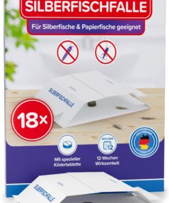 Patronus Silberfischfalle [18 Stück] - giftfreier Köder, E-Book included, Wohnräumebereich, Befallsermittlung, Silberfis